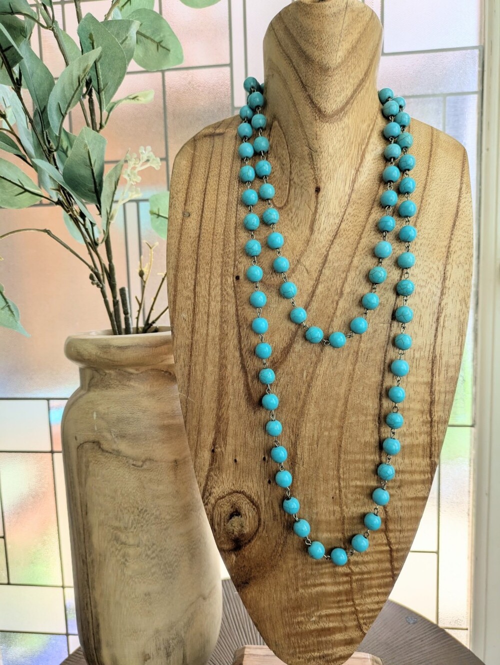 Long Howlite Beaded Necklace